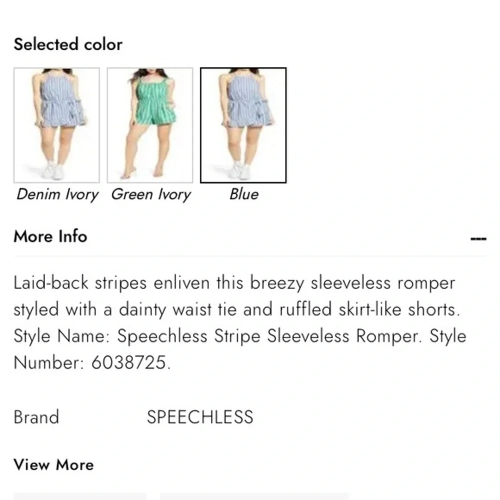 NWT Speechless Striped Ruffled Sleeveless Halter Romper Blue White Medium - Picture 10 of 11